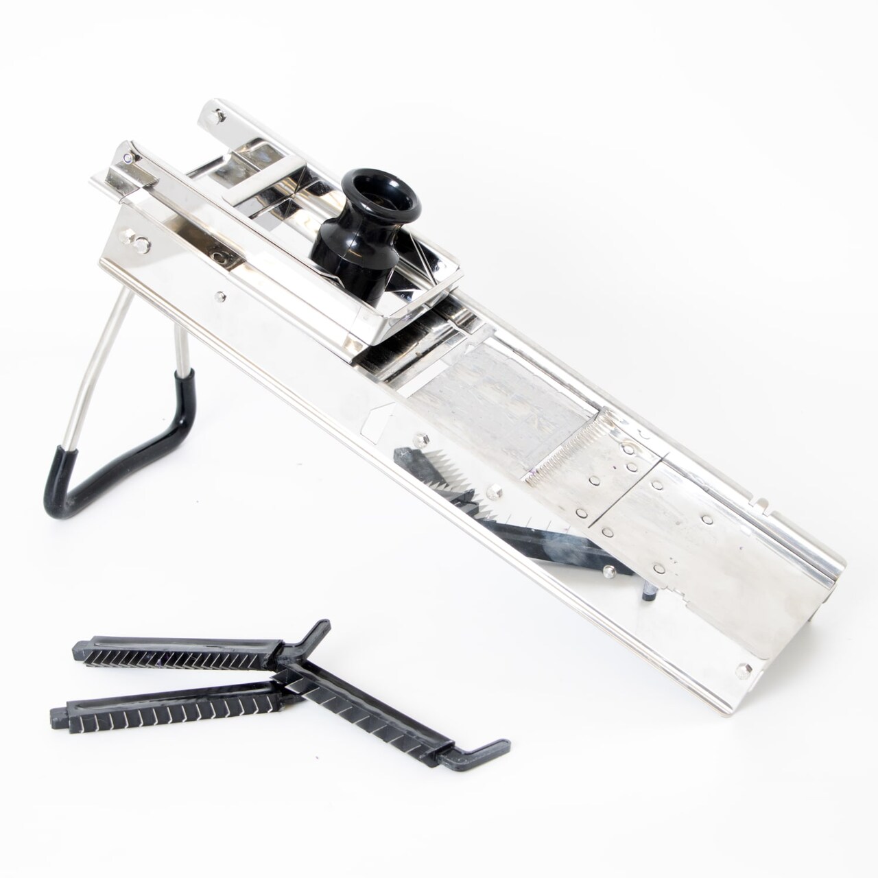 Lehman's Foldable Mandoline Veggie Slicer, Interchangeable Blades for All-In-One Vegetable Slicing, Easy to Clean, Store Flat